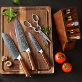 Bravo Series 7 Pcs Damascus Steel Knife Set With Desert Iron Wood Handle